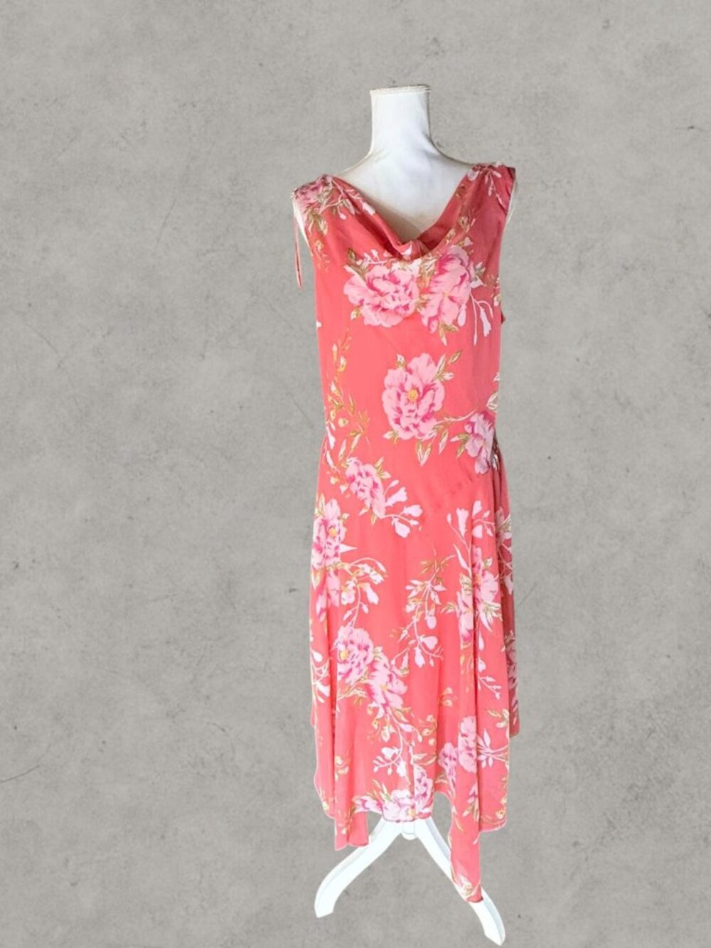 Robbie Bee Dress Womens 16 Peach Coral Floral Sleeveless Layered NWT